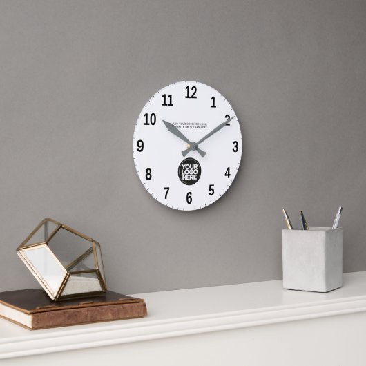 Personalized Business Logo and Text ラウンド壁時計 (オフィス)