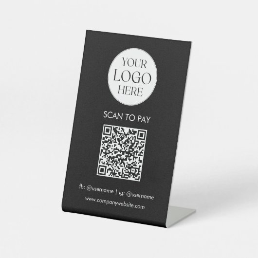 Personalized Business Logo QR Code Simple Modern 台座サイン (正面)