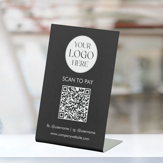 Personalized Business Logo QR Code Simple Modern 台座サイン