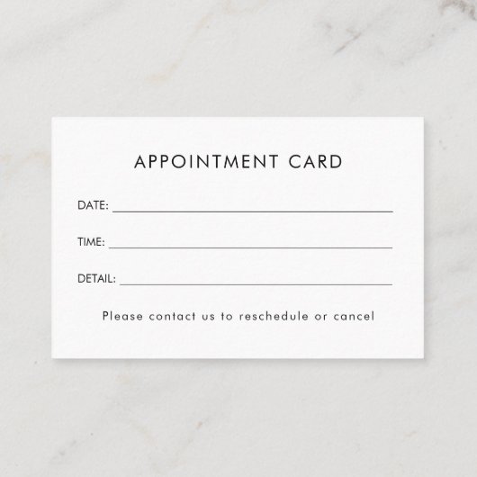 Personalized Business Logo Simple Appointment Card 名刺 (裏面)