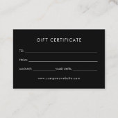Personalized Business Logo Simple Gift Certificate 名刺 (裏面)