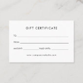 Personalized Business Logo Simple Gift Certificate 名刺 (裏面)