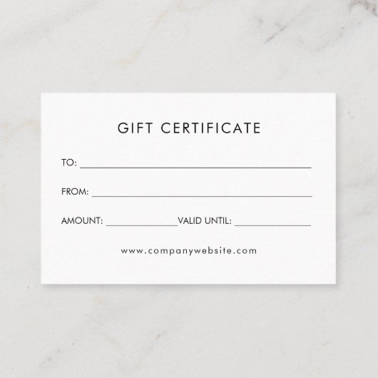 Personalized Business Logo Simple Gift Certificate 名刺 (裏面)