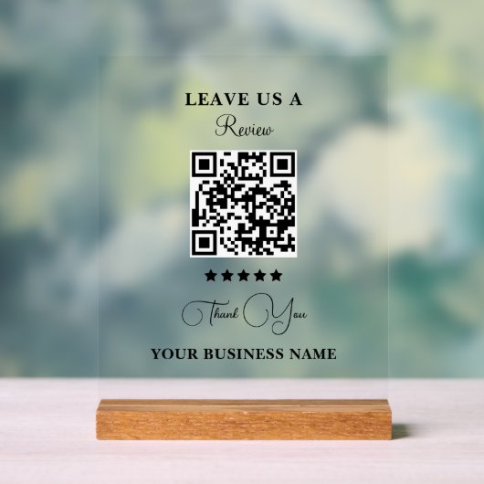 Personalized Business Qr Code Leave a Review アクリルサイン (ニュートラル)