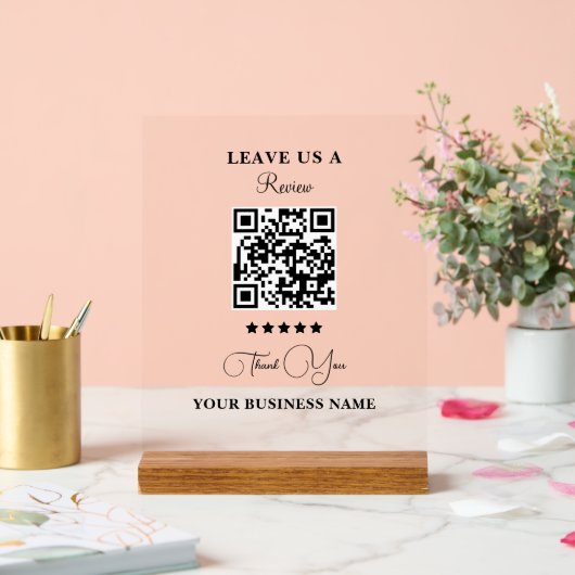 Personalized Business Qr Code Leave a Review アクリルサイン (ウェディング)