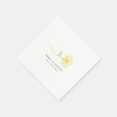 Personalized Butter Yellow Ivory Floral Wedding スタンダードカクテルナプキン (角)