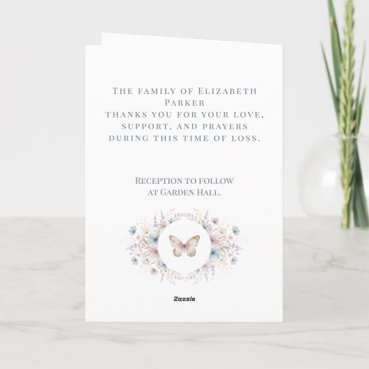 Personalized Butterfly Funeral Program Template カード (裏面)