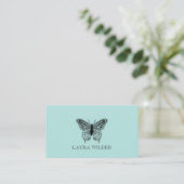 Personalized Butterfly Illustration On Blue Green 名刺 (スタンド正面)