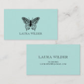 Personalized Butterfly Illustration On Blue Green 名刺 (正面/裏面)