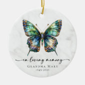 Personalized Butterfly In Loving Memory Keepsake セラミックオーナメント (正面)