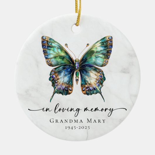 Personalized Butterfly In Loving Memory Keepsake セラミックオーナメント (正面)
