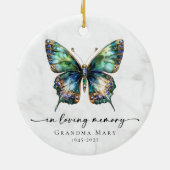Personalized Butterfly In Loving Memory Keepsake セラミックオーナメント (裏面)