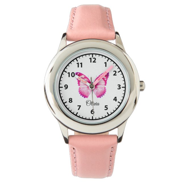 Personalized Butterfly Kids' Watch for Girls 腕時計 (正面)