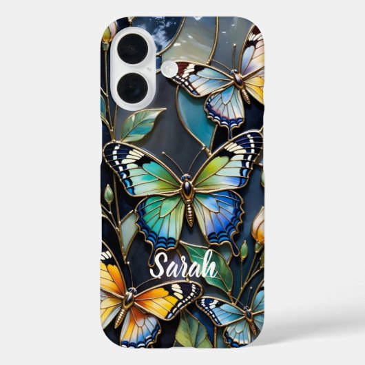 Personalized Butterfly Phone Case Stained Glass Case-Mate iPhoneケース (裏面)