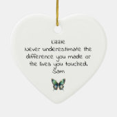 Personalized Butterfly Thank You セラミックオーナメント (裏面)