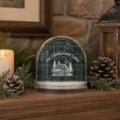 Personalized Cabin Snow Globe with Green Tartan 