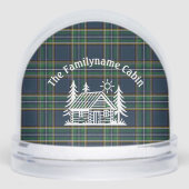 Personalized Cabin Snow Globe with Green Tartan  (正面)