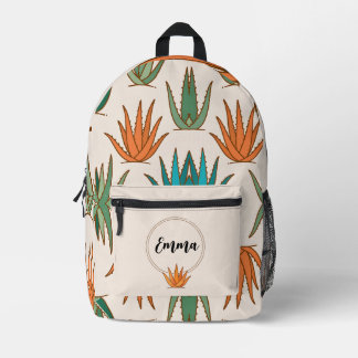 Personalized Cactus School Backpack with Name プリントバックパック
