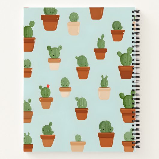 Personalized Cactus with Terracotta Pots ノートブック (裏面)