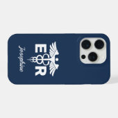 Personalized Caduceus Phone Case Gift for ER Nurse iPhoneケース (裏面横)