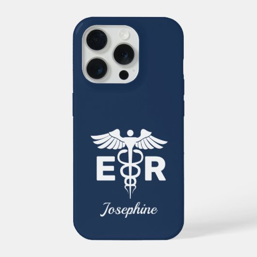 Personalized Caduceus Phone Case Gift for ER Nurse iPhoneケース (裏面)