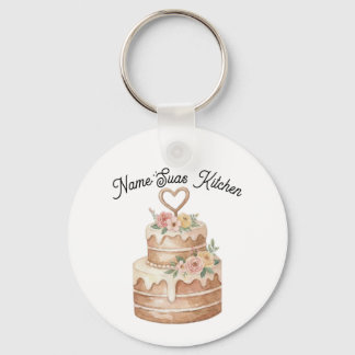 personalized Cake Keychain  Custom Name Baker Gift キーホルダー