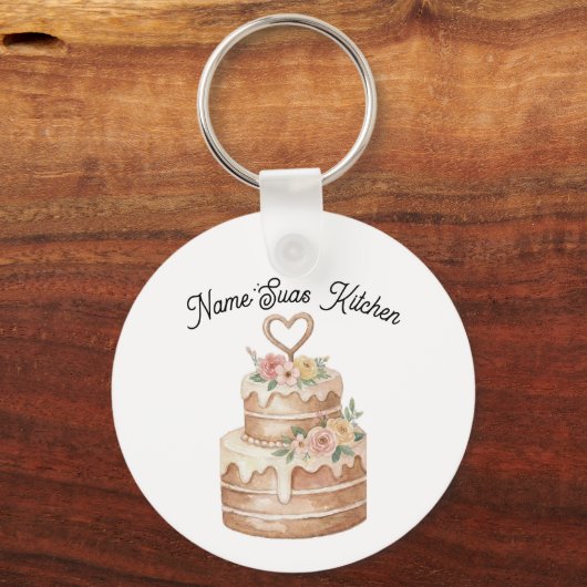 personalized Cake Keychain  Custom Name Baker Gift キーホルダー (裏面)