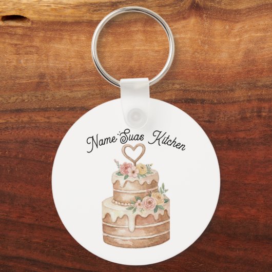 personalized Cake Keychain  Custom Name Baker Gift キーホルダー (正面)