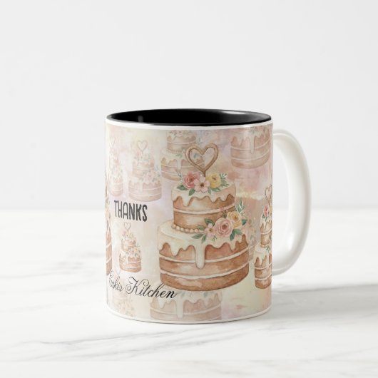 personalized Cake Mug - Custom Name Baker Gift ツートーンマグカップ (正面右)