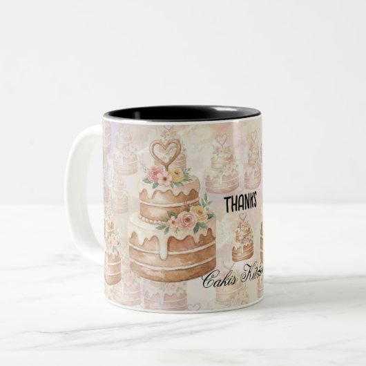 personalized Cake Mug - Custom Name Baker Gift ツートーンマグカップ (正面左)