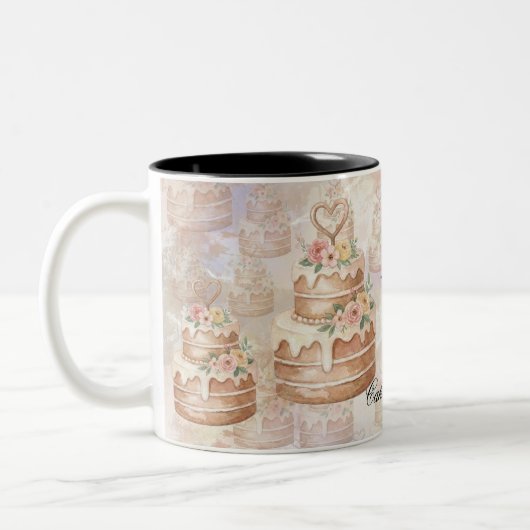 personalized Cake Mug - Custom Name Baker Gift ツートーンマグカップ (左)
