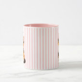 Personalized Calico Kitten Name Pink Striped Coffe マグカップ (中央)