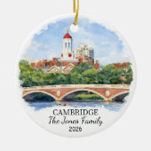 Personalized Cambridge Ornament, Massachusets セラミックオーナメント (正面)
