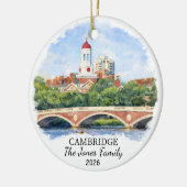 Personalized Cambridge Ornament, Massachusets セラミックオーナメント (左)