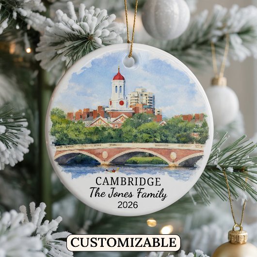 Personalized Cambridge Ornament, Massachusets セラミックオーナメント