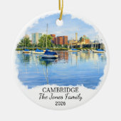 Personalized Cambridge Ornament, Massachusets セラミックオーナメント (正面)