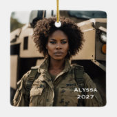 Personalized Camo "Tis the Season" Photo セラミックオーナメント (裏面)