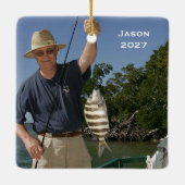 Personalized Camo "Tis the Season" Photo セラミックオーナメント (裏面)