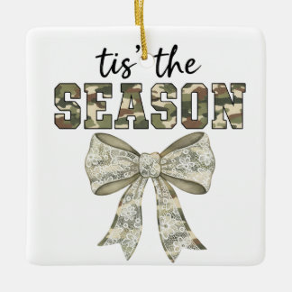 Personalized Camo "Tis the Season" Photo セラミックオーナメント