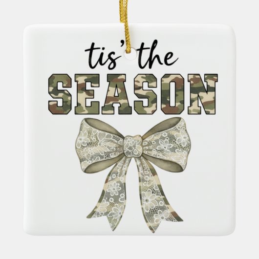 Personalized Camo "Tis the Season" Photo セラミックオーナメント (正面)