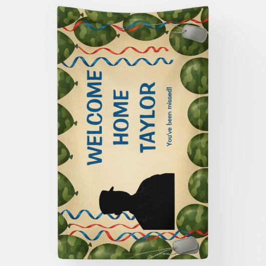 Personalized Camouflage Military Welcome Home  横断幕 (縦)