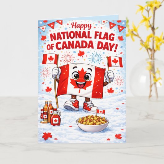 Personalized Canada Flag Day Greeting Card  カード (黄色い花)