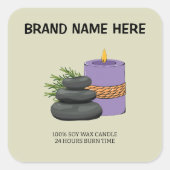 Personalized Candle Label | Custom Brand Name Here スクエアシール (正面)
