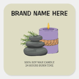Personalized Candle Label | Custom Brand Name Here スクエアシール