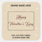 Personalized Candle Label Happy Valentine’s Day スクエアシール (正面)