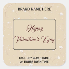Personalized Candle Label Happy Valentine’s Day スクエアシール