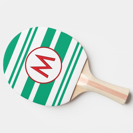 Personalized Candy Cane Stripe Monogram 卓球ラケット (横)