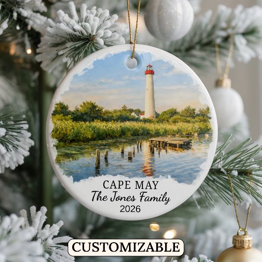 Personalized Cape May Ornament, Custom New Jersey セラミックオーナメント