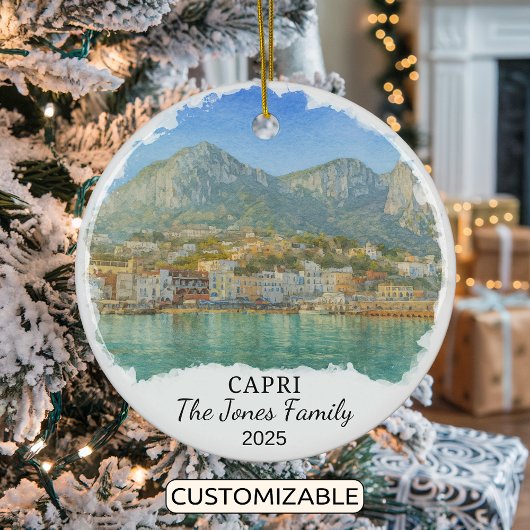 Personalized Capri Ornament, Italy セラミックオーナメント