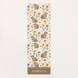 Personalized Capybara Floral ヨガマット